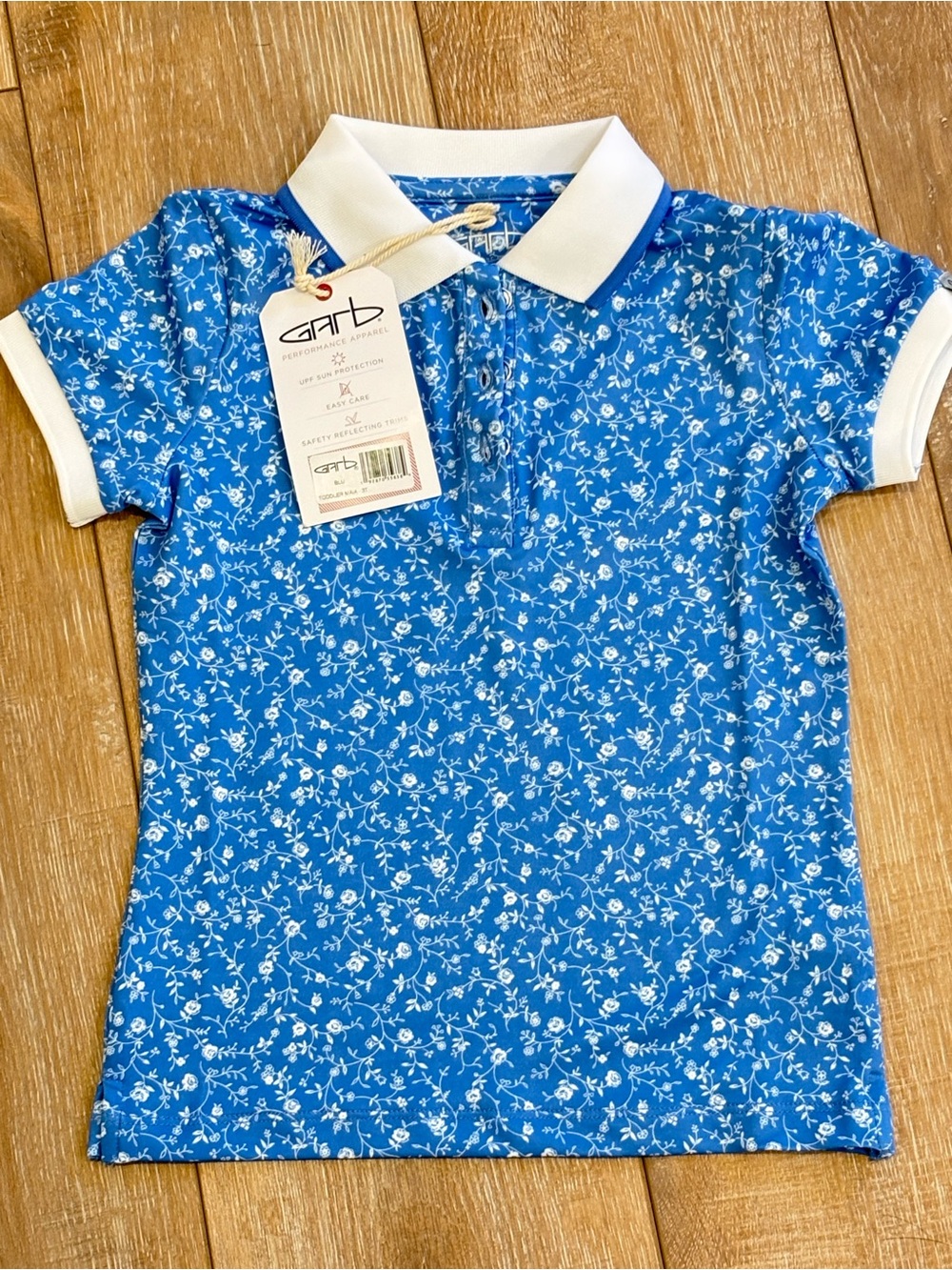 Blue Floral Polo Shirt for toddlers by Garb